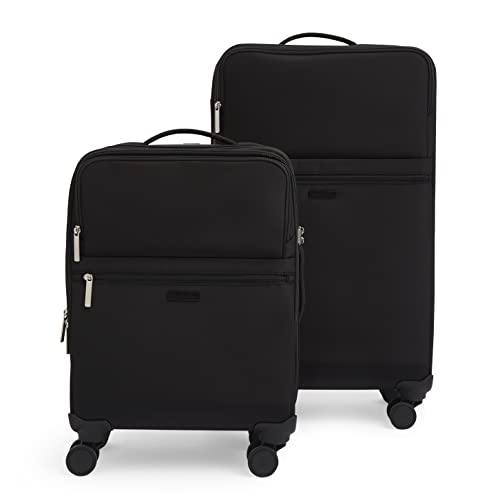 Vera Bradley Women's Softside Rolling Suitcase Luggage, Black, 22" Carry On & 27" Check In - color: Black, size: 22" Carry On & 27" Check In
