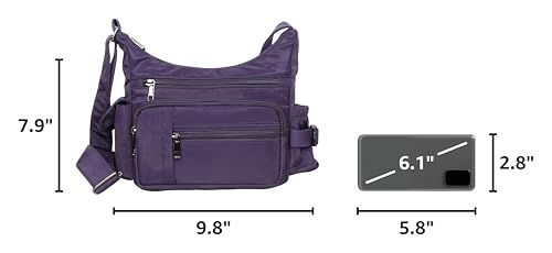 VOLGANIK ROCK RFID Anti Thief Crossbody Bag for Women Waterproof Shoulder Bag Messenger Bag Casual Nylon Purse Handbag - color: Purple