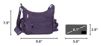VOLGANIK ROCK RFID Anti Thief Crossbody Bag for Women Waterproof Shoulder Bag Messenger Bag Casual Nylon Purse Handbag - color: Purple