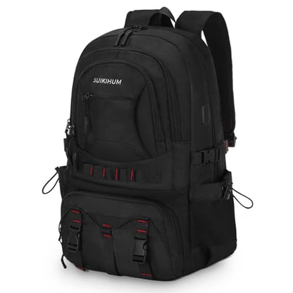 Hiking Daypack Camping Expandable Travel Backpack Men Women 50L - color: Black, size: Large