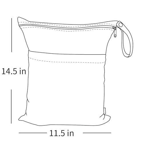 ALVA 2pcs Wet Dry Bags for Diaper Bag Waterproof Reusable with Two Pockets - color: Sea animals