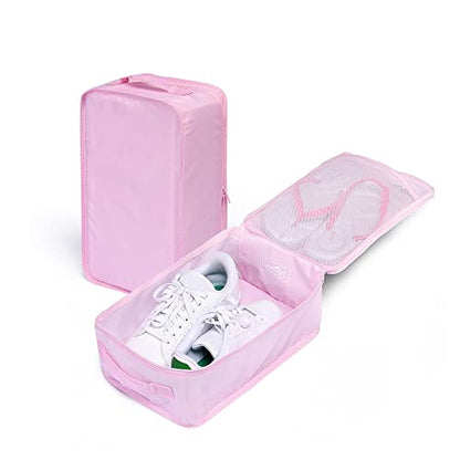 Travel Shoe Bags, Foldable Waterproof Shoe Pouches Organizer-Double Layer (8 Pink Shoe Bags) - color: Pink, size: 8 Packs