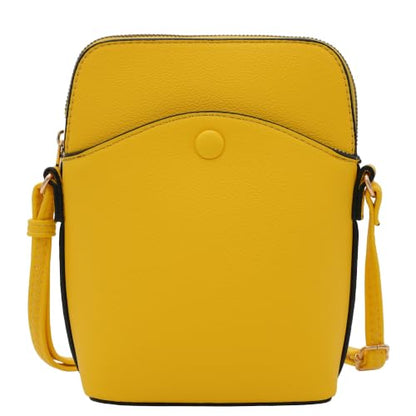 Solene Small Crossbody Bag with Gold Hardware, Mini Shoulder Purse with Adjustable Strap - color: Yellow