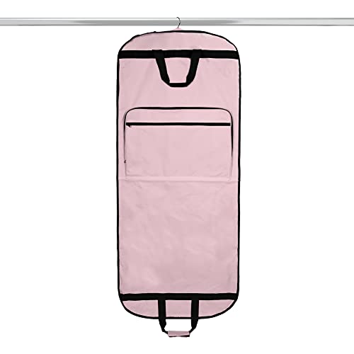 Dalix 60" Foldable Garment Bag Suits Cover Dresses w Front Pocket - color: Pink