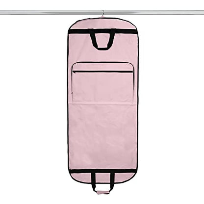 Dalix 60" Foldable Garment Bag Suits Cover Dresses w Front Pocket - color: Pink