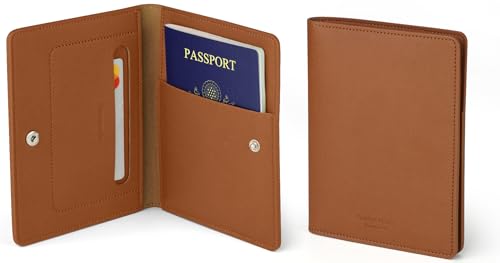 carrotez Premium RFID Blocking Leather Passport Cover – Brown - color: Brown