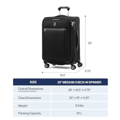 Travelpro Platinum Elite Checked Luggage Spinner, Black, 25-Inch - color: Shadow Black, size: Checked-Medium 25-Inch