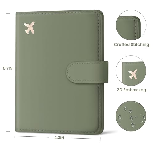 Passport Holder for Travel, RFID Blocking Wallet with Magnetic Closure - color: Z.G-Green