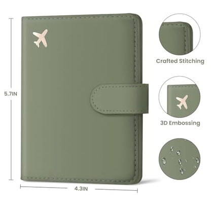 Passport Holder for Travel, RFID Blocking Wallet with Magnetic Closure - color: Z.G-Green