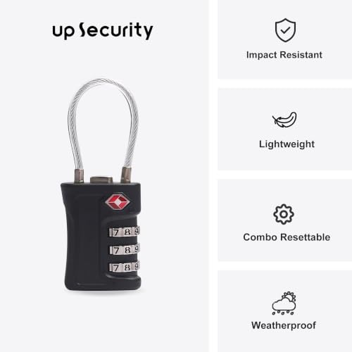 Suitcase Locks TSA Approved, 3 Digit Combination Padlock, TSA Locks for Luggage, Combo Padlock with Code, for Backpack, Gym Locker, Guitar Gun Case, Bag Zipper, Ammo Can, Tool Box (Black) - color: Black