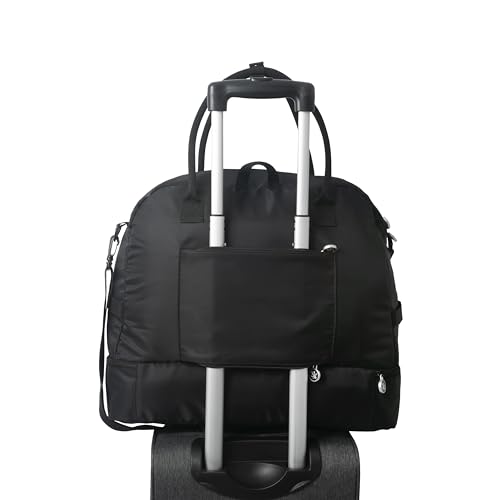 geckobrands Optivate Weekender Travel Overnight Carry On Bag Duffel Gym Sport Tote with Bottom Storage Compartment Trolley Sleeve