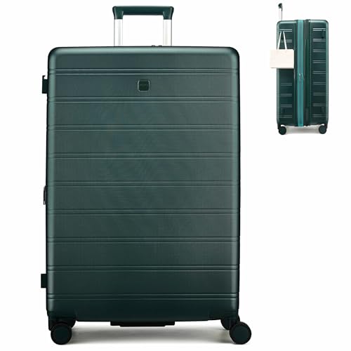 MILADA 28-Inch Large Hardside Expandable Checked Luggage Suitcase, Green - color: Blackish Green, size: Checked Large 28 inch