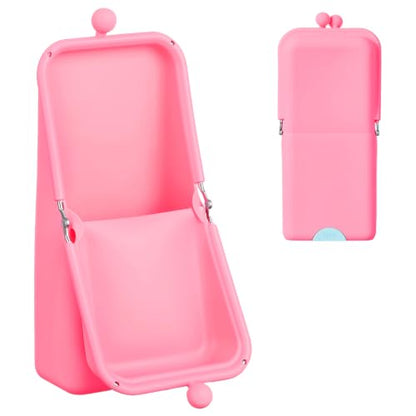 Kacctyen Makeup Brush Case Silicone Standing Makeup Brush Holder,Pink - color: Pink