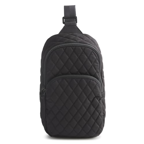 Vera Bradley Women's Premium Cotton Lorman Sling Backpack – Crossbody Purse for Travel – Moonless Night - color: Moonless Night