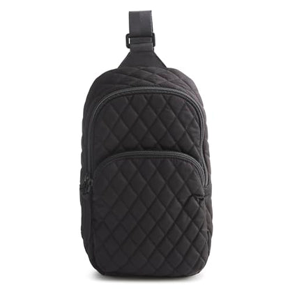 Vera Bradley Women's Premium Cotton Lorman Sling Backpack – Crossbody Purse for Travel – Moonless Night - color: Moonless Night