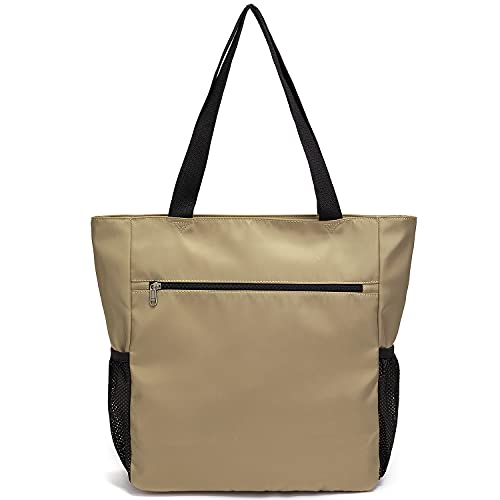 ETidy Large Capacity Foldable Tote Bag With Zipper - color: Beige