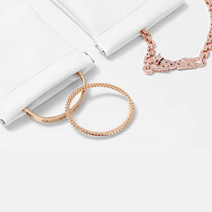 2 Pack White PU Leather Slim Ring Pouch Squeeze Jewelry Travel Bag - color: White, size: 2.99" x 2.56"