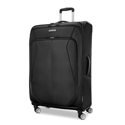 American Tourister 4 KIX 3.0 Checked-Large Softside Expandable Luggage with 4 Spinner Wheels, Black - color: Black, size: Large