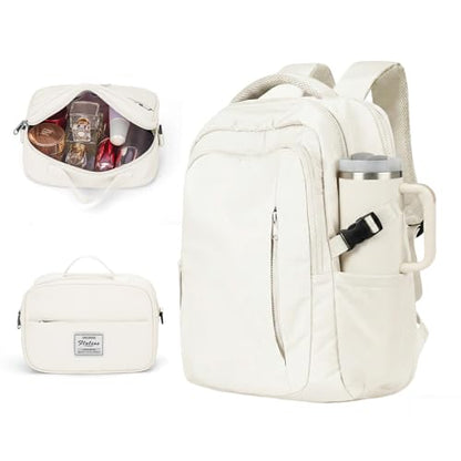suwasp Travel Backpack for Women Airline Approved Carry On, Large Laptop Backpack for Men, Flight Approved Luggage Backpack (Beige-with Toiletry Bag) - color: Beige-with Toiletry Bag