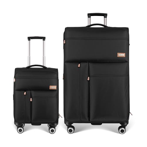 2-Piece Luggage Set(20/30in)-Expandable Luggage,TSA LOCK - color: Black, size: 2-Piece Set (20"/30")