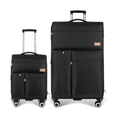 2-Piece Luggage Set(20/30in)-Expandable Luggage,TSA LOCK - color: Black, size: 2-Piece Set (20"/30")