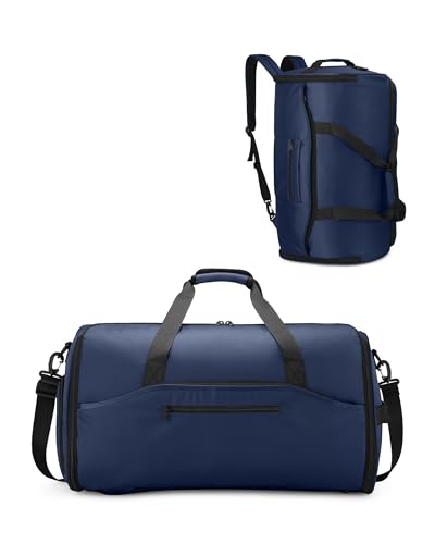 NPBAG Convertible Garment Duffle Bags for Travel - Carry on Garment Bag, Suit Bag for Men & Women, 3 in 1 Foldable Travel Duffle Backpack with Shoulder Strap (Blue) - color: Blue