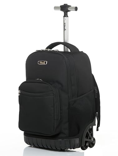 NEW TILAMI 18-Inch Rolling Backpack 6-Wheel for Kids School Travel - color: Black