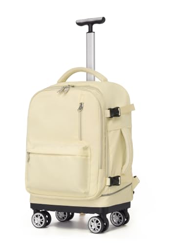 NEW TILAMI 19 Inch Rolling Backpack 4 Spinner Wheels for School, Yellow - color: Yellow