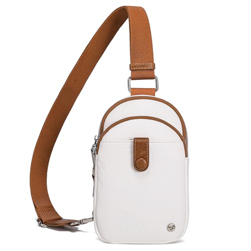 INICAT Small Anti Theft Crossbody Bag for Women,Sling Purse - color: White Brown Antitheft, size: Large