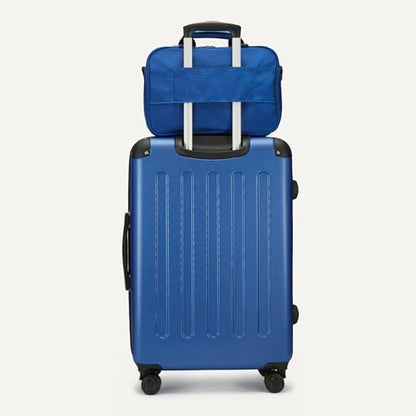 Amazon Basics 4-Piece Hardside Luggage Set with Multidirectional Spinner Wheels, 22" Carry-On, 28" Checked Suitcase, 15" Tote Bag and 10" Travel Case, Navy Blue - color: Navy Blue, size: 4-Piece Luggage Set