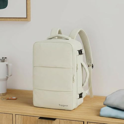 Taygeer Travel Backpack for Women, Carry On Backpack with Shoe Pouch - color: Creambeige, size: Large