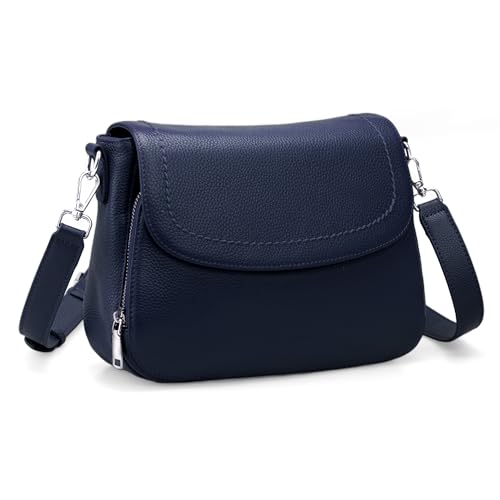 befen Genuine Leather Medium Crossbody Bags for Women Saddle Bag Purse - color: Navy Blue