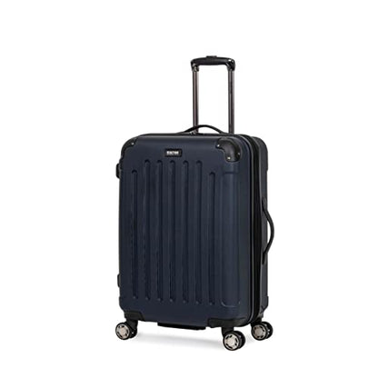 Kenneth Cole REACTION Renegade Luggage Expandable 8-Wheel Spinner Lightweight Hardside Suitcase, Navy Blue, 24-Inch Checked - color: Navy Blue, size: 24-Inch Checked