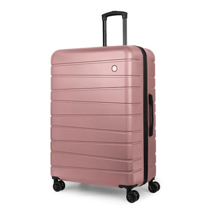 30" Luggage,Hardshell Suitcase w/4 Spinner Wheels,NO LOCK - color: Rose Gold, size: Checked-Large 30-Inch