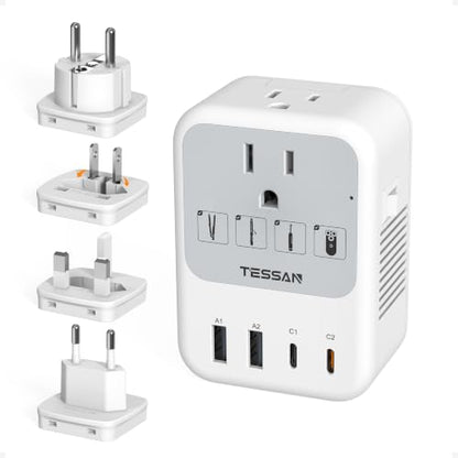 TESSAN 220V to 110V Voltage Converter US to Europe Universal Travel Adapter