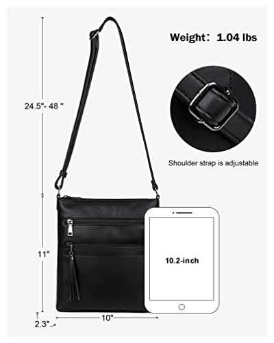 MASINTOR Crossbody Purses for Women, Multi Pocket Crossbody Bag - color: Pure Black