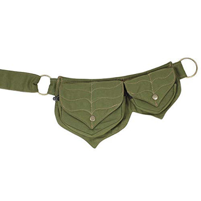 Cotton two Leaf Pocket Waist Belt-Sage - color: Sage