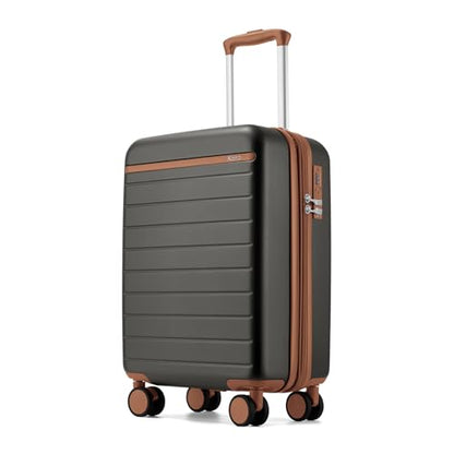 Kono Carry-On Suitcase 20in Expandable ABS+PC Airline Approved Grey/Brown - color: Grey, size: Carry-On 20-Inch