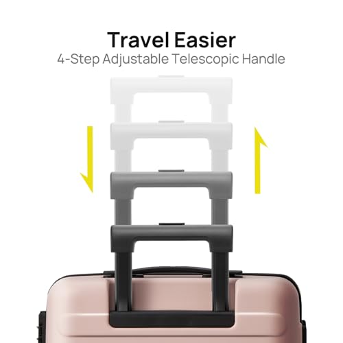 NINETYGO Large Checked Luggage 28 Inch, Checking In Luggage with Smooth Spinner Wheels, Lightweight, Hard Shell PC Suitcase, Lightweight Travel Luggage, TSA Approved (Pink, Rhine Basic) - color: 02-Pink (Basic), size: Checked 28-Inch