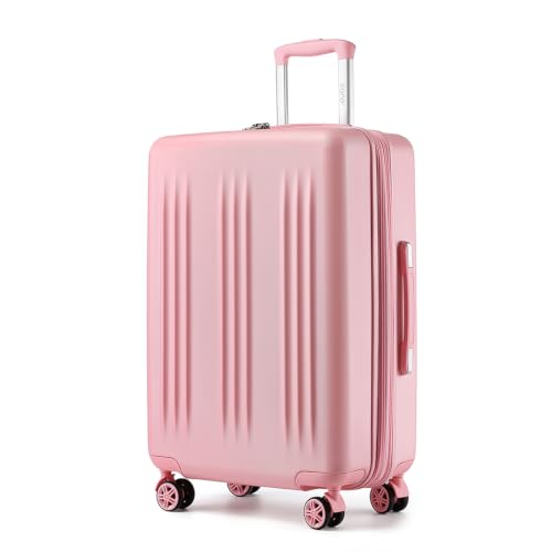 Kono 28 Inch Large Checked Luggage with Spinner Wheels Expandable TSA Lock - color: Pink, size: 28"