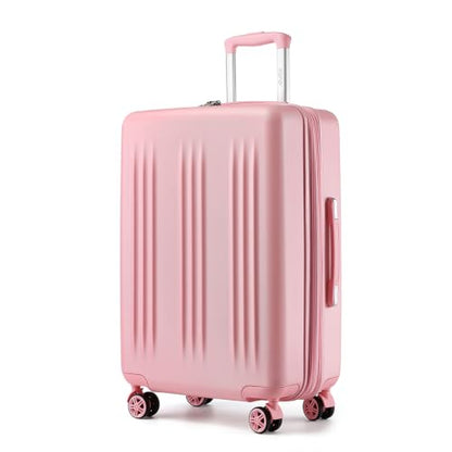 Kono 28 Inch Large Checked Luggage with Spinner Wheels Expandable TSA Lock - color: Pink, size: 28"
