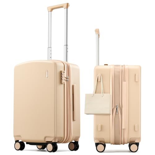 Hanke Carry on Luggage Airline Approved 20" Expandable Hardside Suitcase - color: Cuba Sand, size: 20 Inch EXT