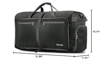 Gonex 100L Foldable Travel Duffle Bag with Shoe Compartment, Lightweight - color: Gray, size: 100L