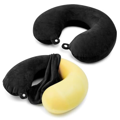 2 Packs Travel Neck Pillow Cover, Reusable U Shaped Washable Cover (black) - color: Black