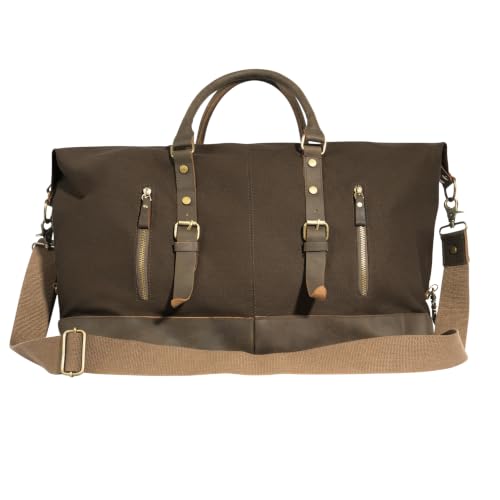 Rothco Extended Weekender Duffle Bag Heavyweight Canvas Travel Bag - color: Brown,Brass