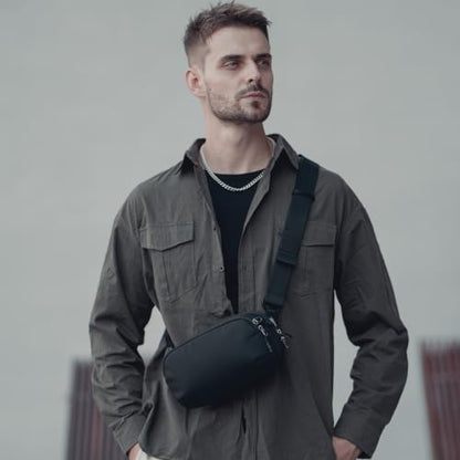reeyee 3L Commuter Sling Bag for Men, 840D Cordura, Quick Release, Black - size: A7-Quick-release model-3L