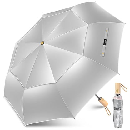 ZOMAKE UV Umbrella for Sun Protection, Travel Compact Sun Umbrellas 46Inch - color: B:Silver,Pink a