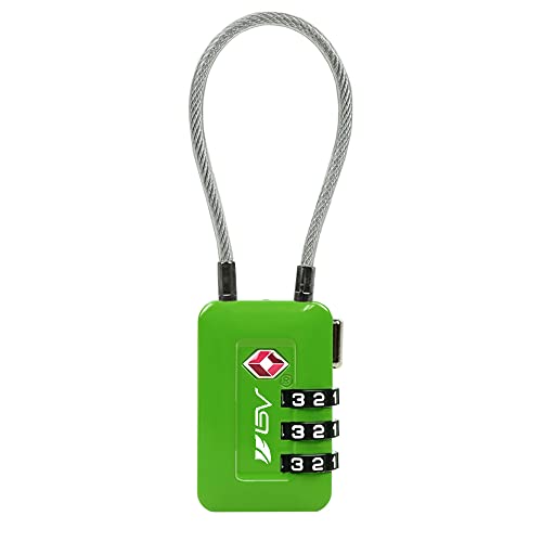 BV Luggage Locks TSA Accepted, Travel Sentry Approved 3-Digit Combination Suitcase Locks with Open Alert & Flexible Cable for Travel, Backpacks, Lockers, Cases, Green, 1 Pack - color: Green 1-Pack