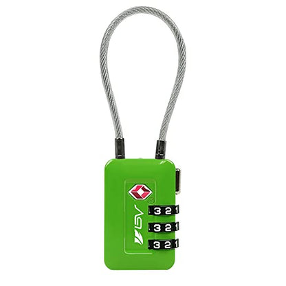 BV Luggage Locks TSA Accepted, Travel Sentry Approved 3-Digit Combination Suitcase Locks with Open Alert & Flexible Cable for Travel, Backpacks, Lockers, Cases, Green, 1 Pack - color: Green 1-Pack