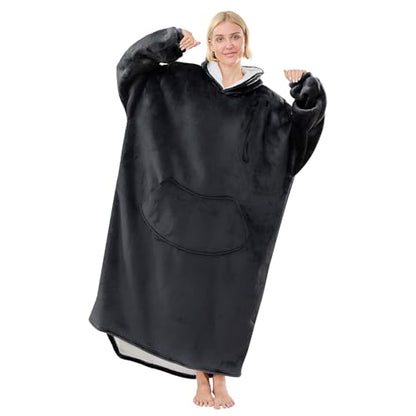 Moinlizy Oversized Wearable Blanket Hoodie for Women Men - color: Dark Grey